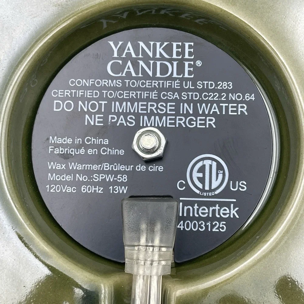 Yankee Candle Electric Wax Melt Warmer Green Embossed Leaf‎ 2000s Ceramic 5
